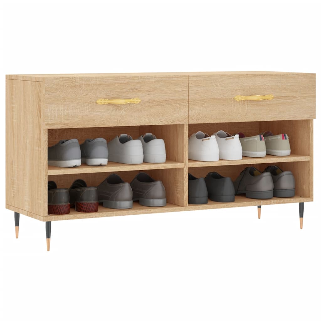 vidaXL Shoe Bench Sonoma Oak 102x35x55 cm Engineered Wood 3