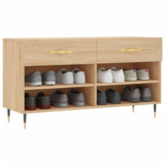 vidaXL Shoe Bench Sonoma Oak 102x35x55 cm Engineered Wood 3