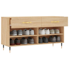 vidaXL Shoe Bench Sonoma Oak 102x35x55 cm Engineered Wood 4