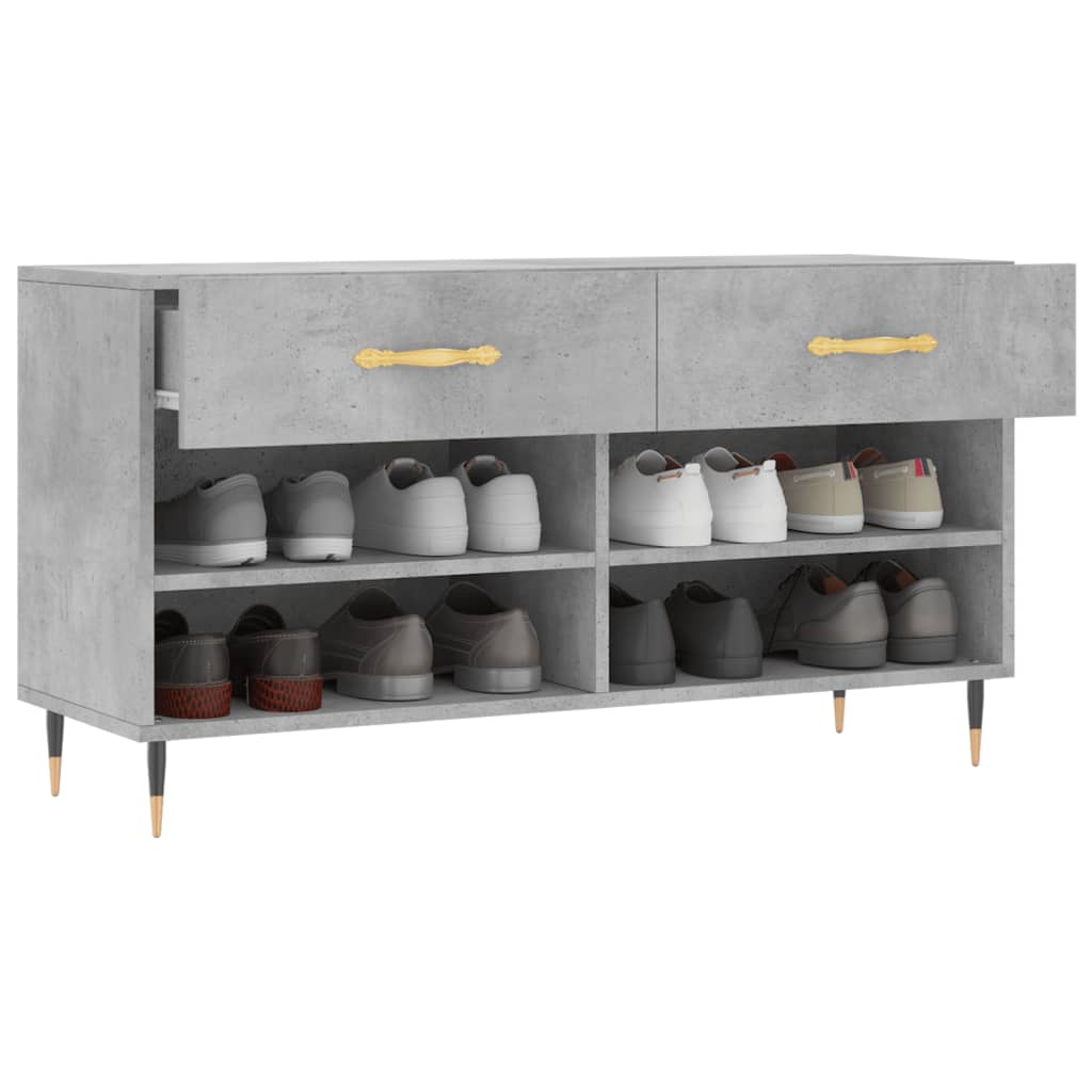 vidaXL Shoe Bench Concrete Grey 102x35x55 cm Engineered Wood 3