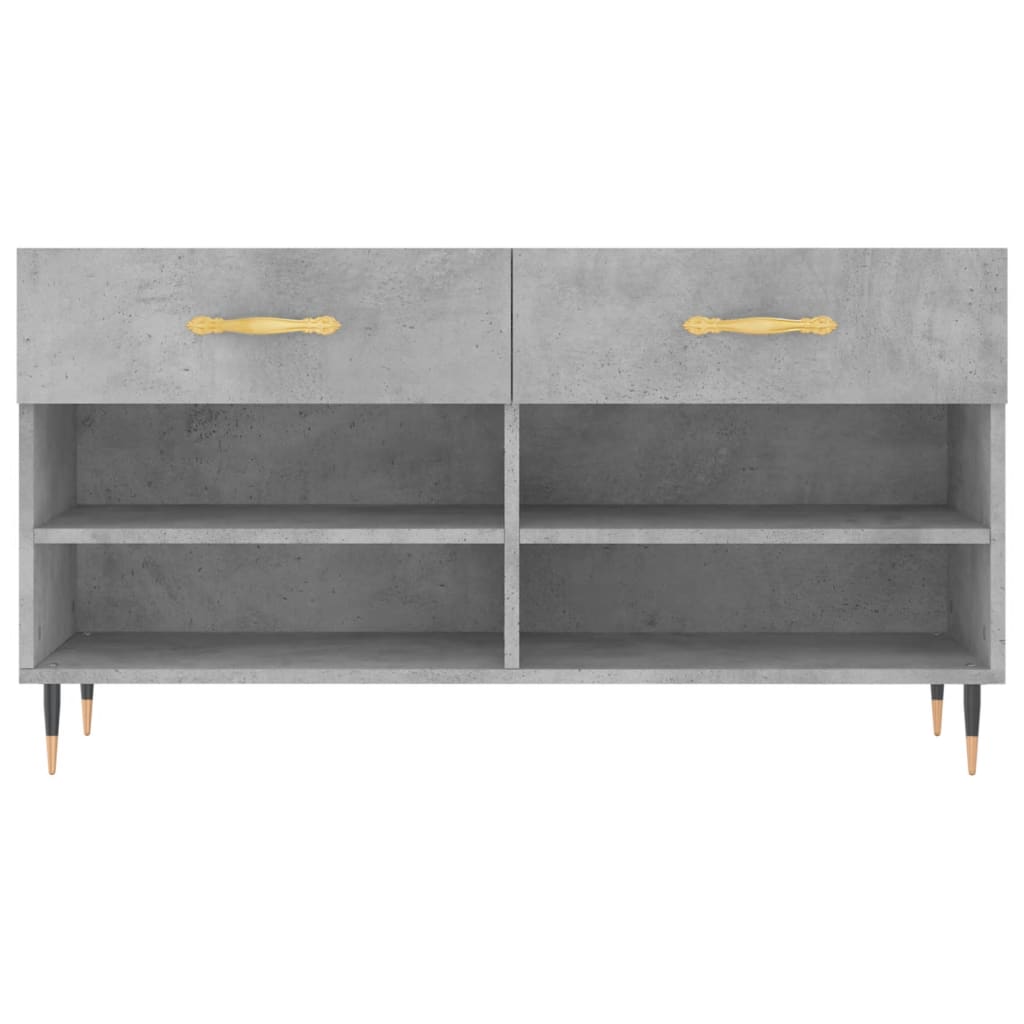 vidaXL Shoe Bench Concrete Grey 102x35x55 cm Engineered Wood 6