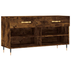 vidaXL Shoe Bench Smoked Oak 102x35x55 cm Engineered Wood 2