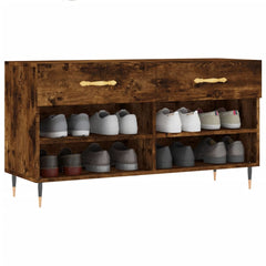 vidaXL Shoe Bench Smoked Oak 102x35x55 cm Engineered Wood 3