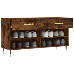 vidaXL Shoe Bench Smoked Oak 102x35x55 cm Engineered Wood 4