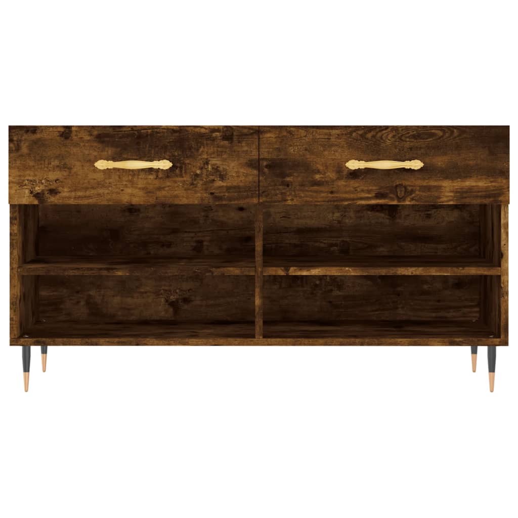 vidaXL Shoe Bench Smoked Oak 102x35x55 cm Engineered Wood 6