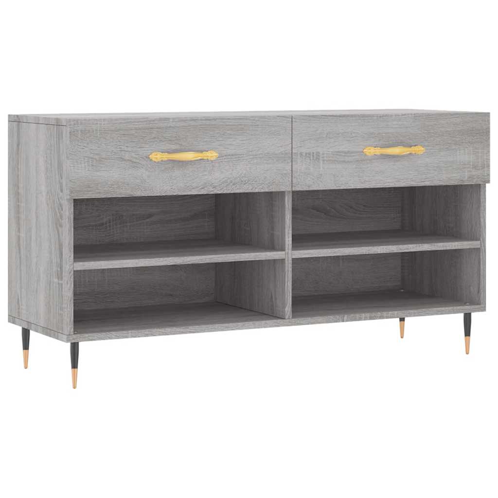 vidaXL Shoe Bench Grey Sonoma 102x35x55 cm Engineered Wood 2
