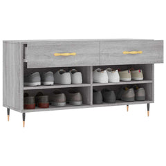 vidaXL Shoe Bench Grey Sonoma 102x35x55 cm Engineered Wood 4