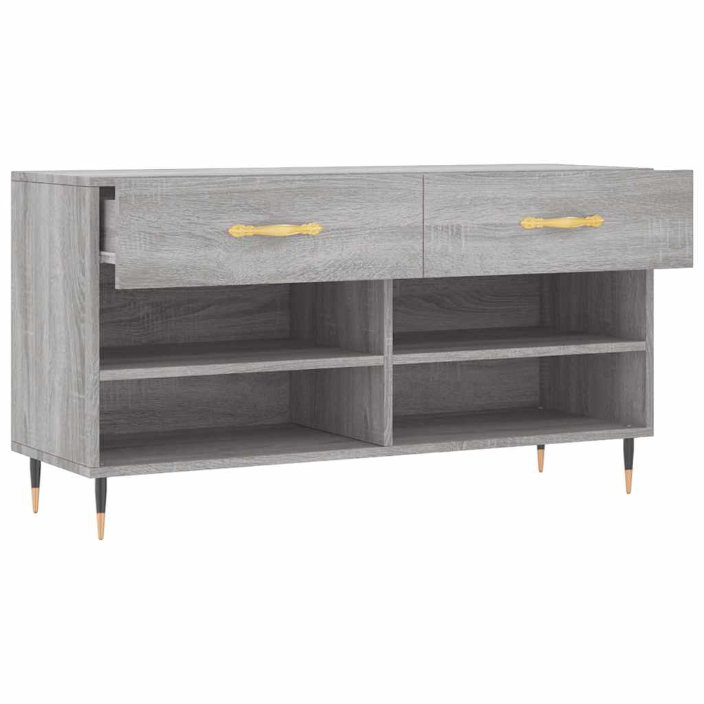 vidaXL Shoe Bench Grey Sonoma 102x35x55 cm Engineered Wood 5