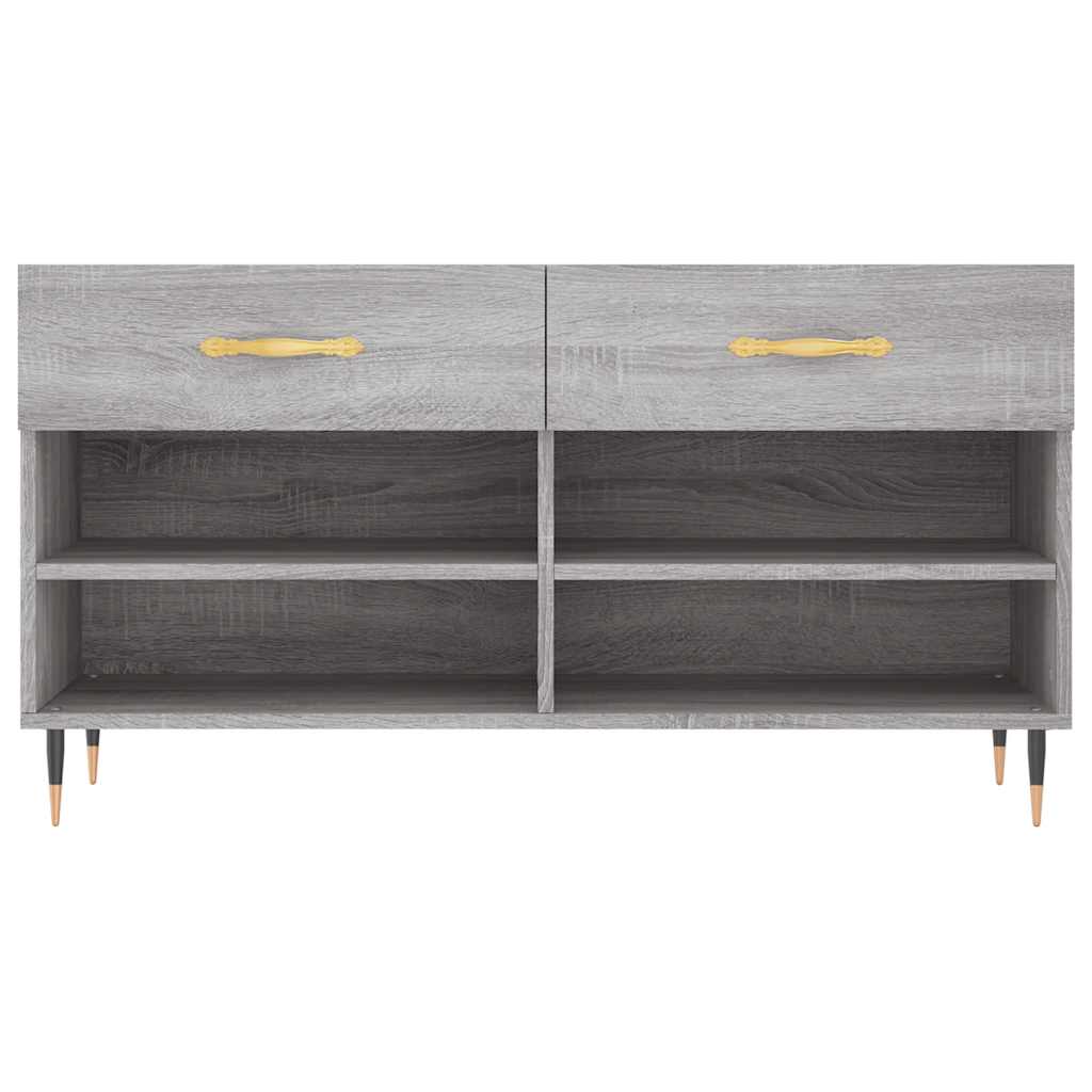 vidaXL Shoe Bench Grey Sonoma 102x35x55 cm Engineered Wood 6