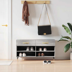 vidaXL Shoe Bench Grey Sonoma 102x35x55 cm Engineered Wood 1