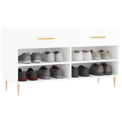 vidaXL Shoe Bench High Gloss White 102x35x55 cm Engineered Wood 3
