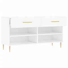 vidaXL Shoe Bench High Gloss White 102x35x55 cm Engineered Wood 5