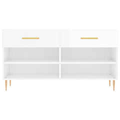 vidaXL Shoe Bench High Gloss White 102x35x55 cm Engineered Wood 6