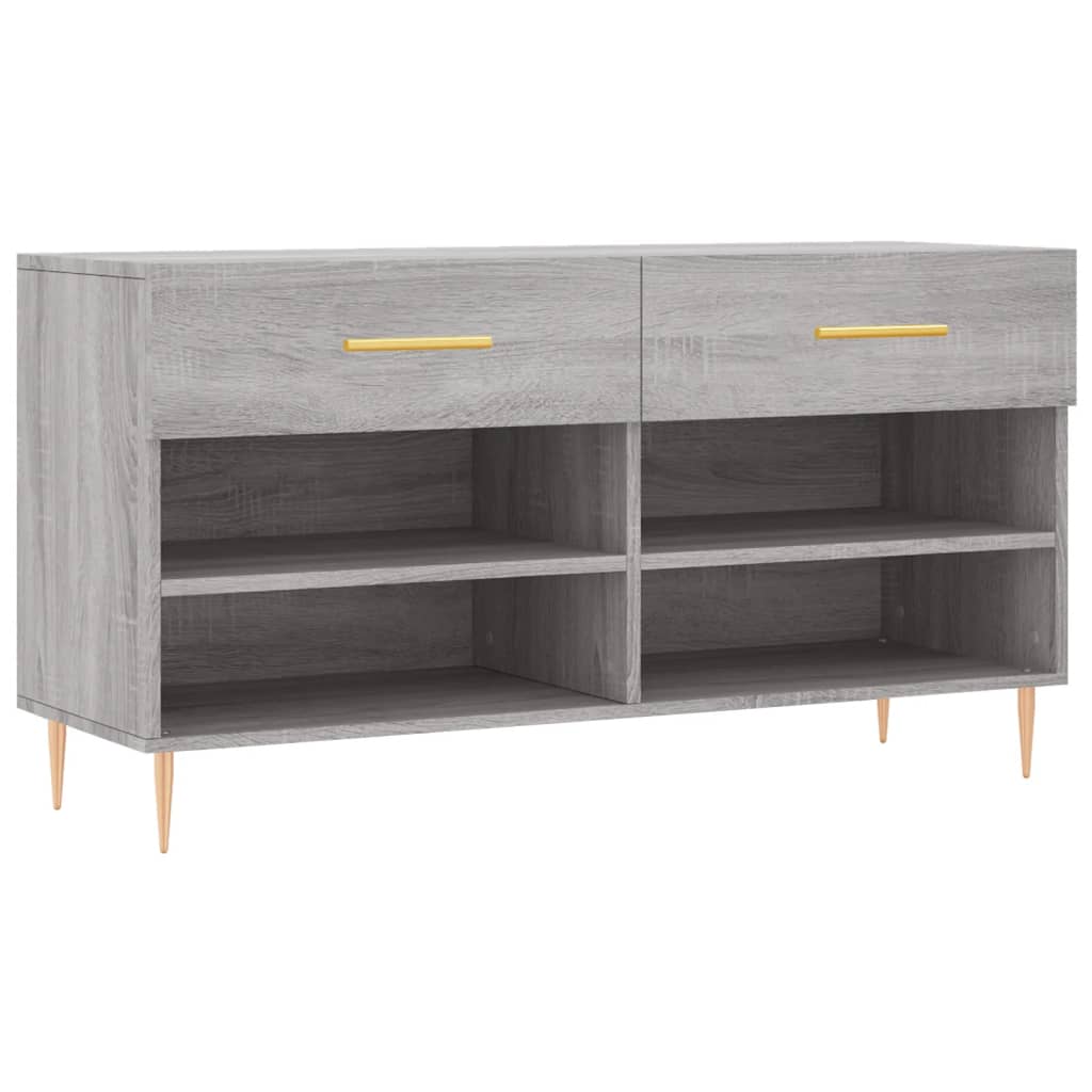 vidaXL Shoe Bench Grey Sonoma 102x35x55 cm Engineered Wood 2