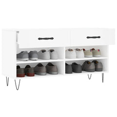 vidaXL Shoe Bench White 102x35x55 cm Engineered Wood 4