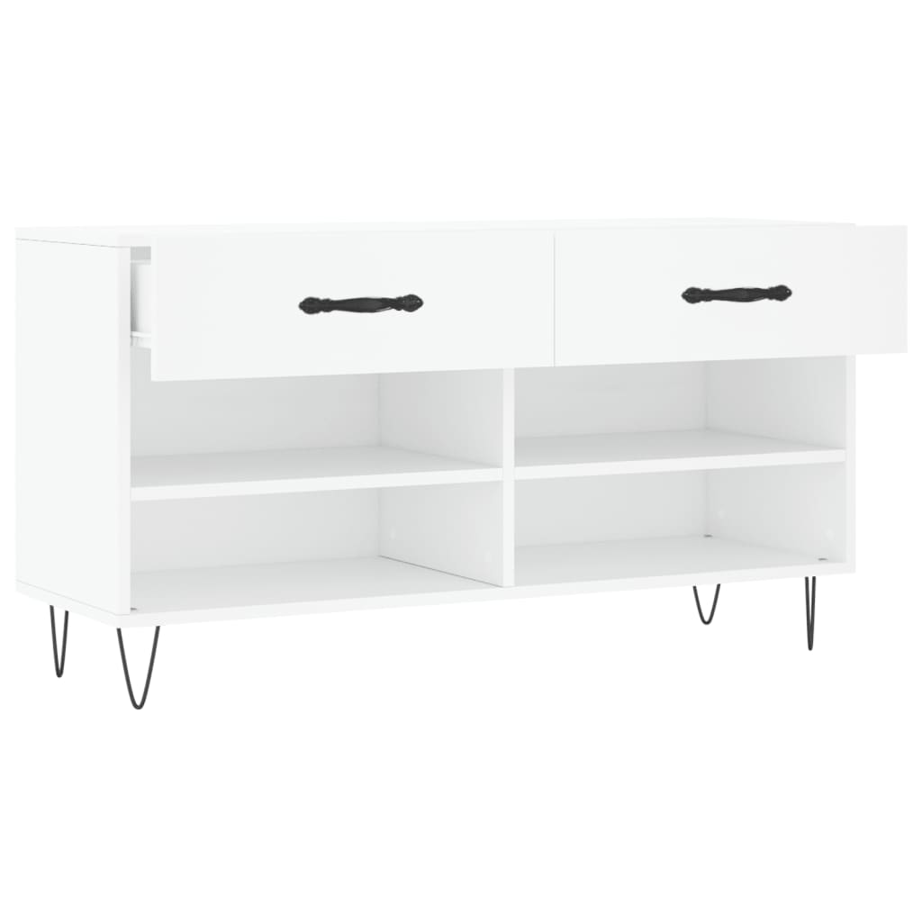vidaXL Shoe Bench White 102x35x55 cm Engineered Wood 5