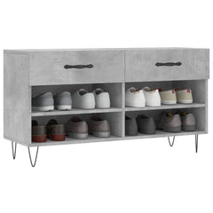 vidaXL Shoe Bench Concrete Grey 102x35x55 cm Engineered Wood 3