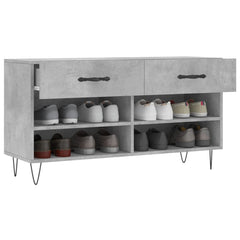 vidaXL Shoe Bench Concrete Grey 102x35x55 cm Engineered Wood 4