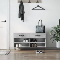 vidaXL Shoe Bench Concrete Grey 102x35x55 cm Engineered Wood 1