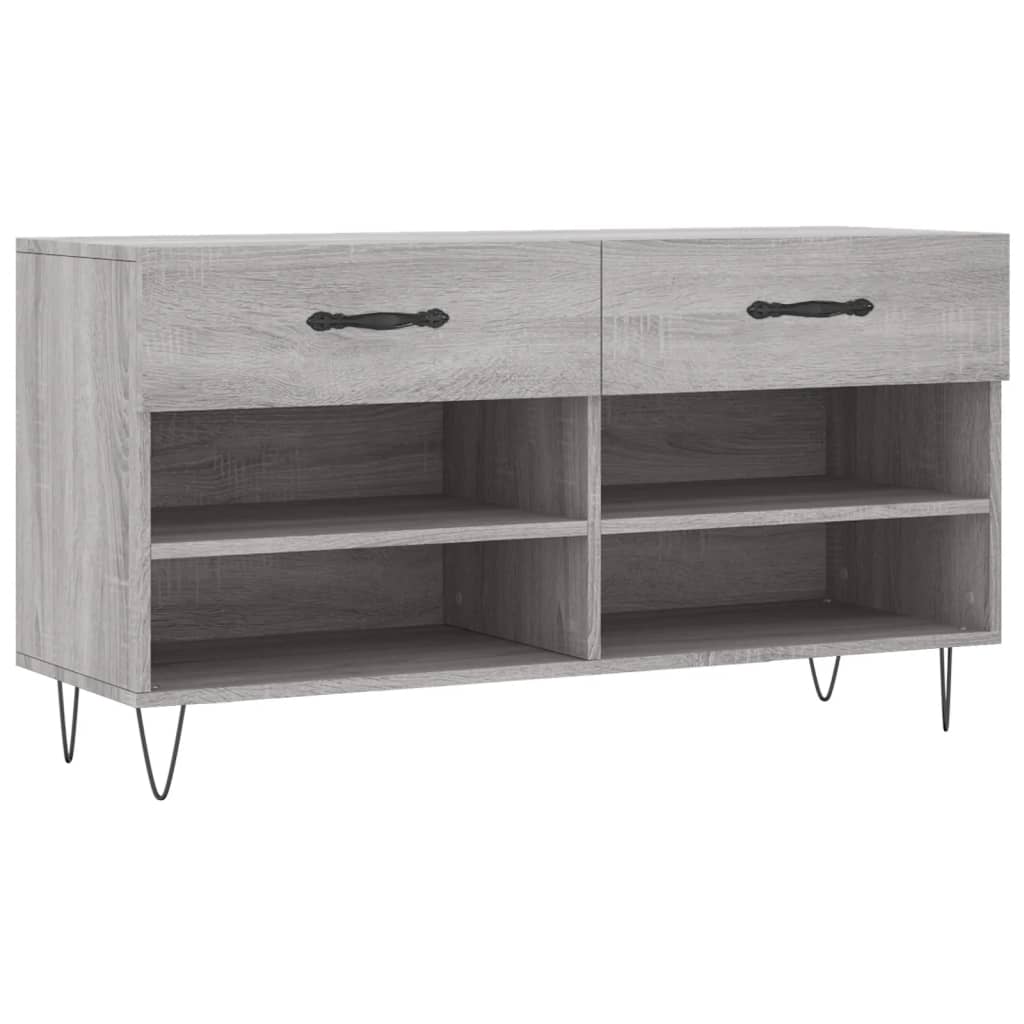 vidaXL Shoe Bench Grey Sonoma 102x35x55 cm Engineered Wood 2