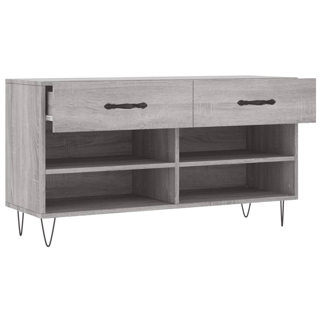 vidaXL Shoe Bench Grey Sonoma 102x35x55 cm Engineered Wood 5
