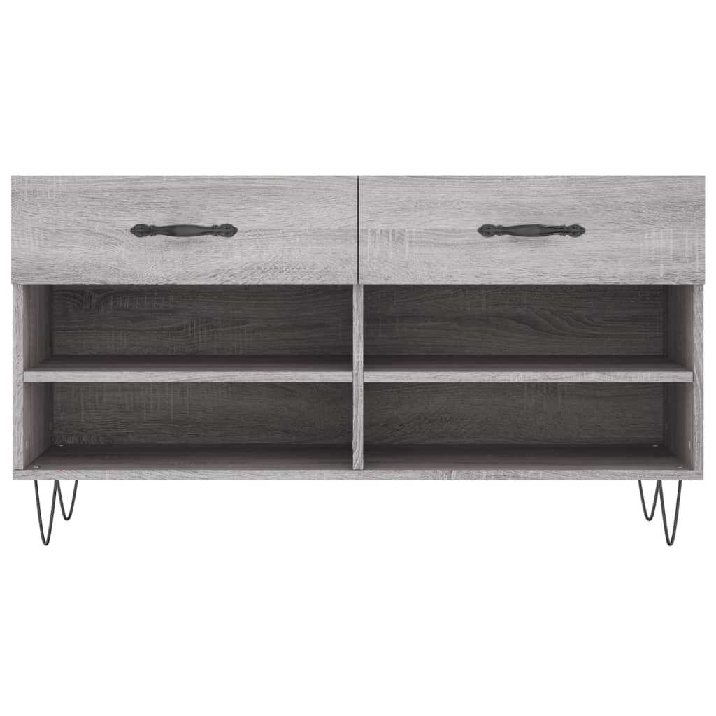 vidaXL Shoe Bench Grey Sonoma 102x35x55 cm Engineered Wood 6