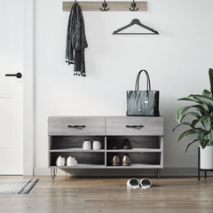 vidaXL Shoe Bench Grey Sonoma 102x35x55 cm Engineered Wood 1
