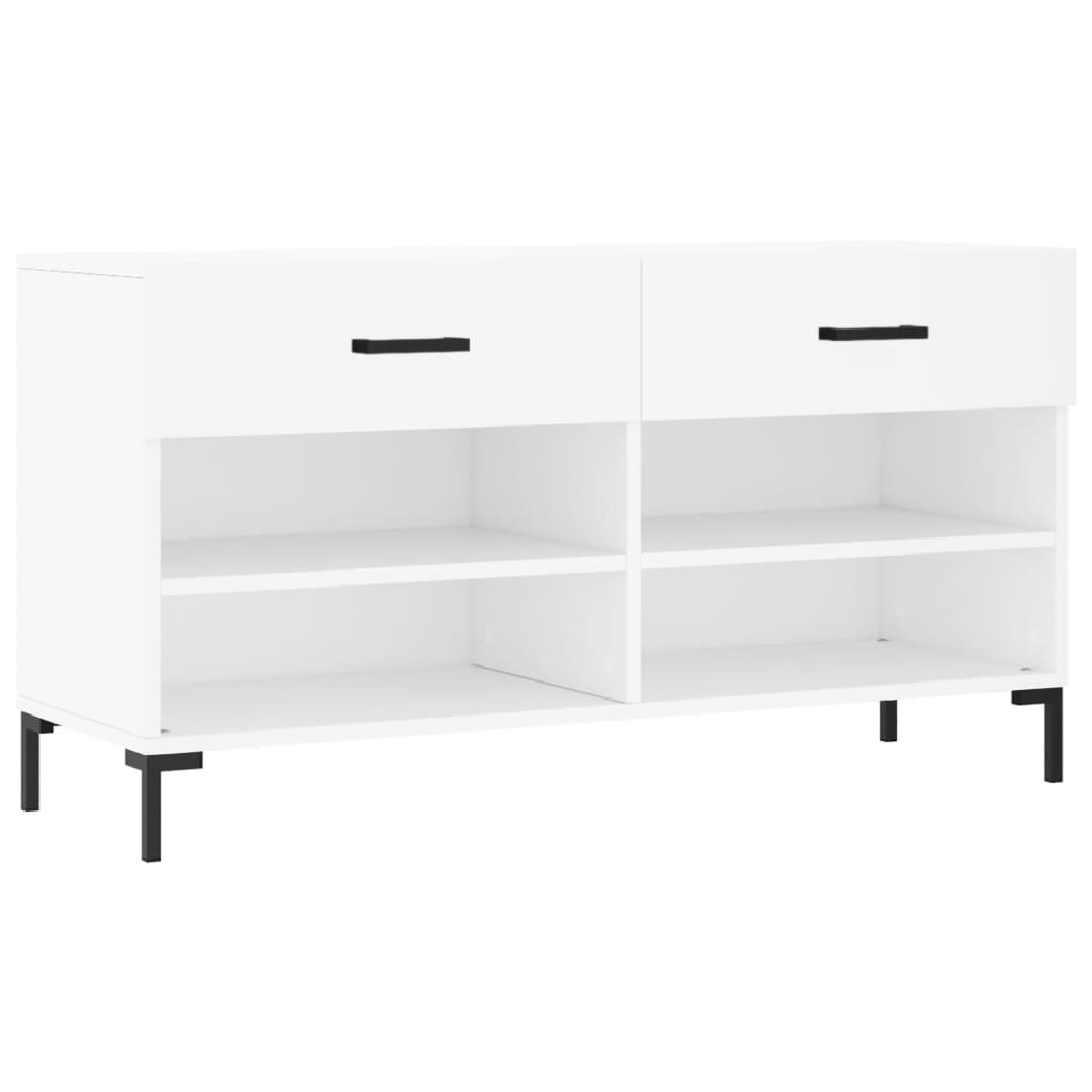 vidaXL Shoe Bench White 102x35x55 cm Engineered Wood 2