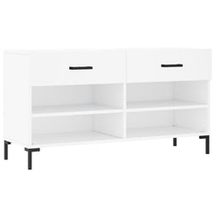 vidaXL Shoe Bench White 102x35x55 cm Engineered Wood 2