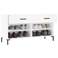 vidaXL Shoe Bench White 102x35x55 cm Engineered Wood 4