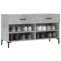vidaXL Shoe Bench Concrete Grey 102x35x55 cm Engineered Wood 3