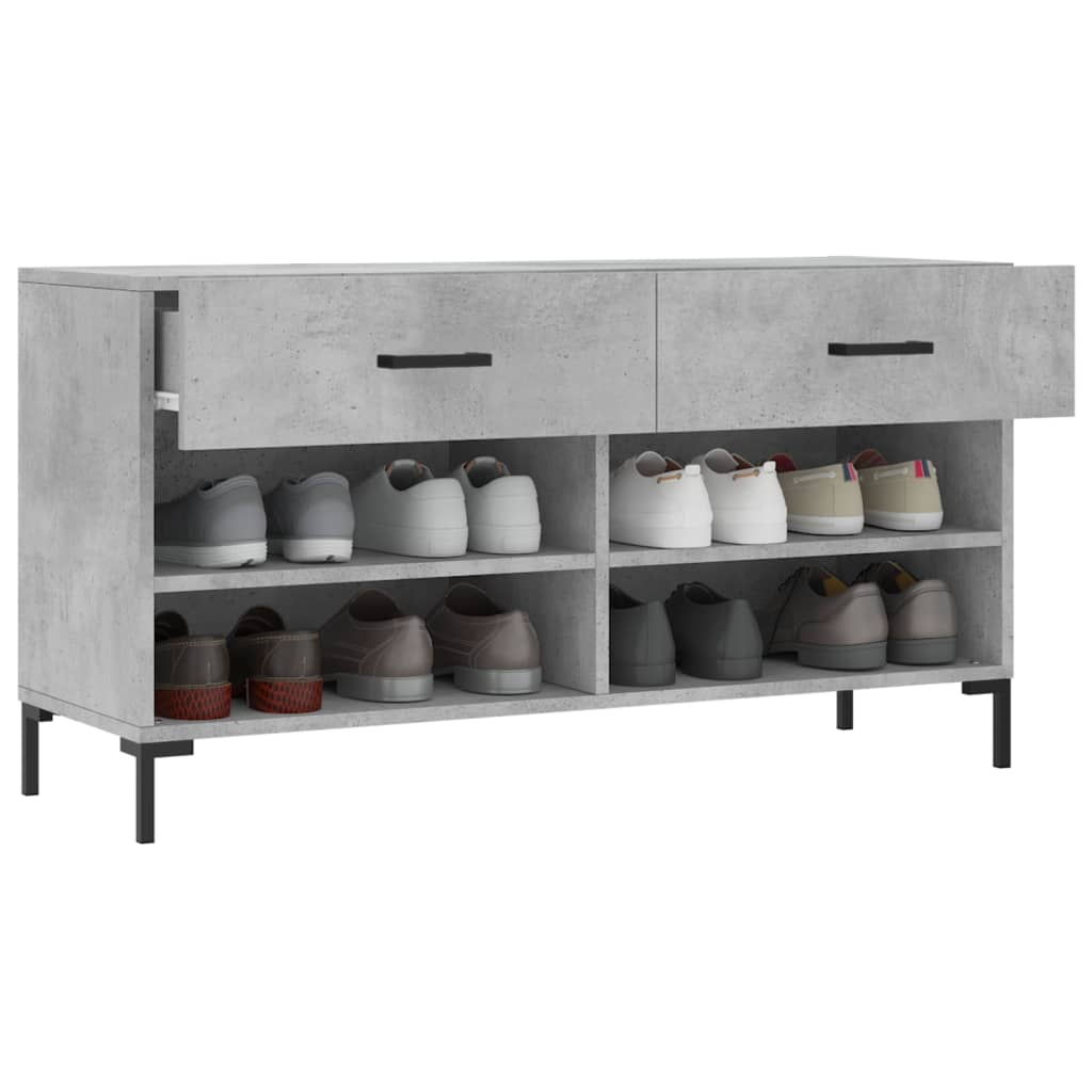 vidaXL Shoe Bench Concrete Grey 102x35x55 cm Engineered Wood 4
