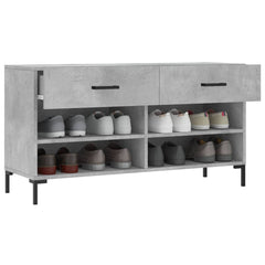 vidaXL Shoe Bench Concrete Grey 102x35x55 cm Engineered Wood 4