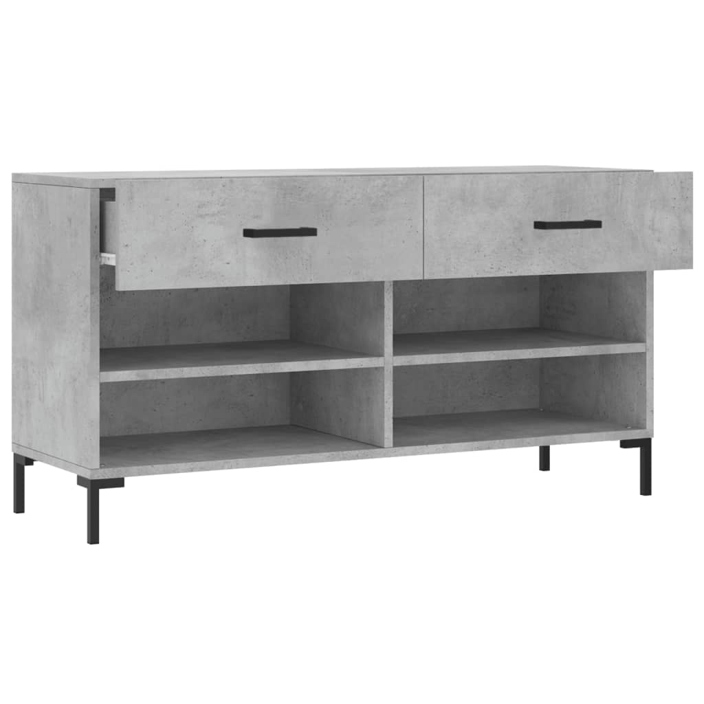 vidaXL Shoe Bench Concrete Grey 102x35x55 cm Engineered Wood 5