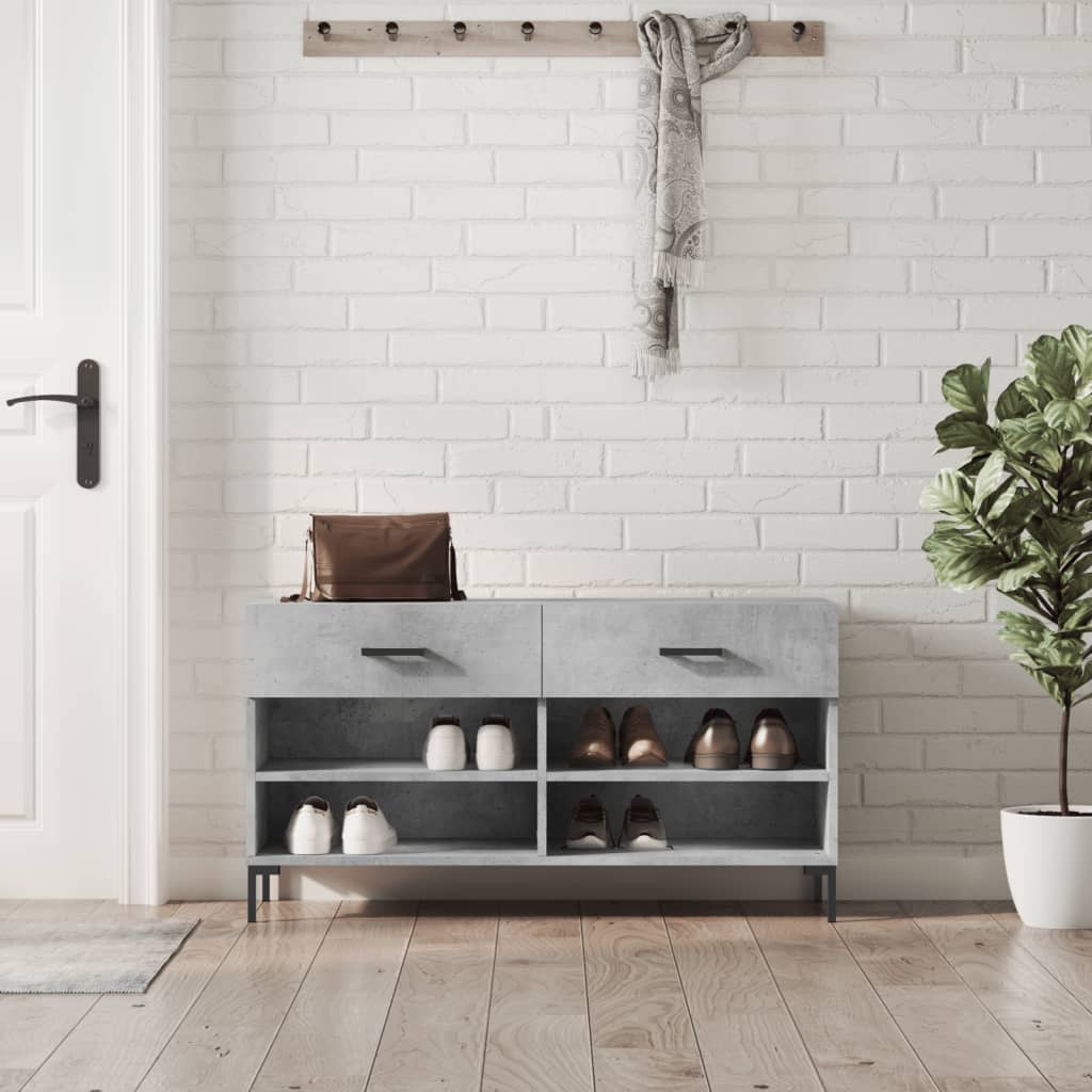 vidaXL Shoe Bench Concrete Grey 102x35x55 cm Engineered Wood 1