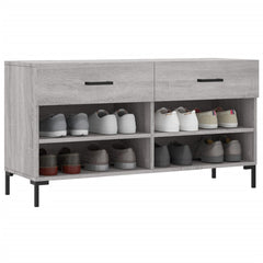 vidaXL Shoe Bench Grey Sonoma 102x35x55 cm Engineered Wood 3