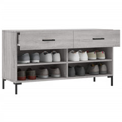 vidaXL Shoe Bench Grey Sonoma 102x35x55 cm Engineered Wood 4
