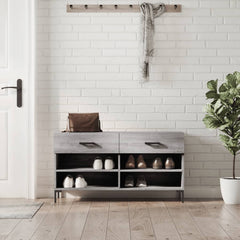 vidaXL Shoe Bench Grey Sonoma 102x35x55 cm Engineered Wood 1