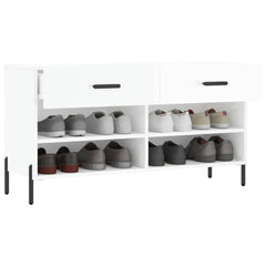 vidaXL Shoe Bench High Gloss White 102x35x55 cm Engineered Wood 4