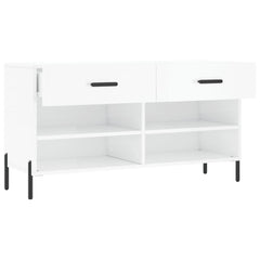 vidaXL Shoe Bench High Gloss White 102x35x55 cm Engineered Wood 5