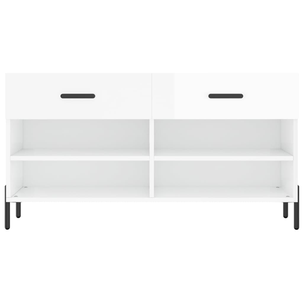 vidaXL Shoe Bench High Gloss White 102x35x55 cm Engineered Wood 6