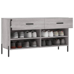 vidaXL Shoe Bench Grey Sonoma 102x35x55 cm Engineered Wood 4