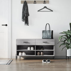 vidaXL Shoe Bench Grey Sonoma 102x35x55 cm Engineered Wood 1