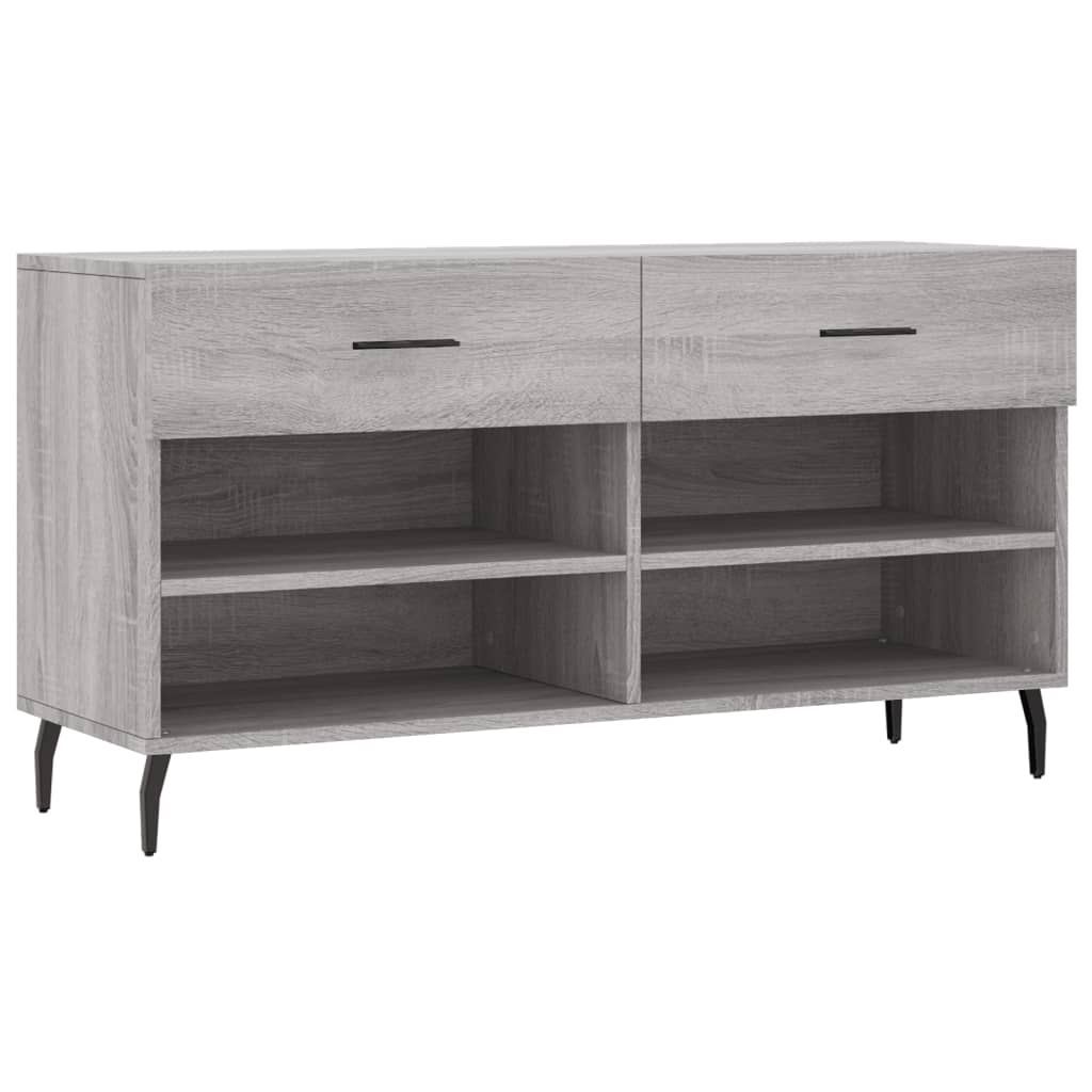 vidaXL Shoe Bench Grey Sonoma 102x35x55 cm Engineered Wood 2