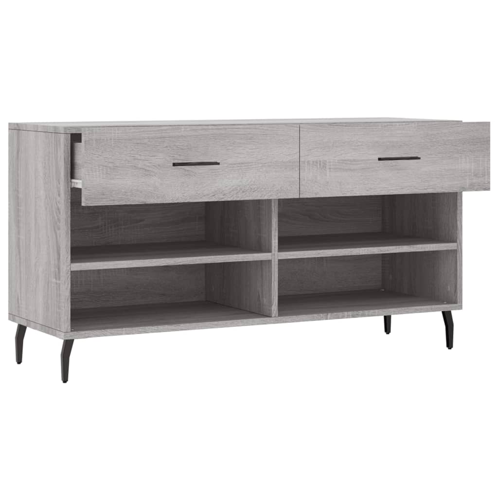 vidaXL Shoe Bench Grey Sonoma 102x35x55 cm Engineered Wood 5