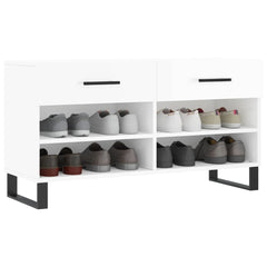 vidaXL Shoe Bench High Gloss White 102x35x55 cm Engineered Wood 3