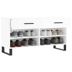 vidaXL Shoe Bench High Gloss White 102x35x55 cm Engineered Wood 4