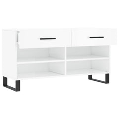vidaXL Shoe Bench High Gloss White 102x35x55 cm Engineered Wood 5