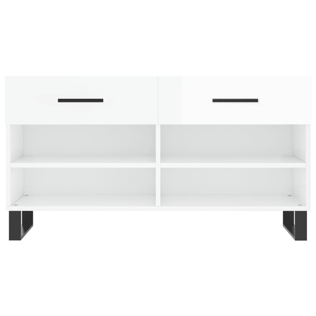 vidaXL Shoe Bench High Gloss White 102x35x55 cm Engineered Wood 6