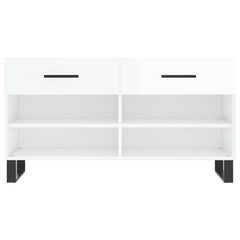 vidaXL Shoe Bench High Gloss White 102x35x55 cm Engineered Wood 6